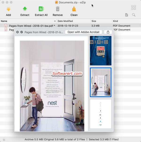 open, preview content zip archive with ezip on Mac