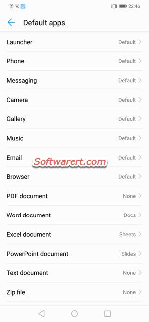 set, change default apps on huawei phone