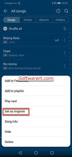 Set a song as ringtone on Huawei phone