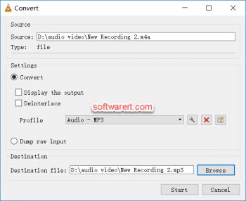 convert m4a to mp3 using VLC media player for windows
