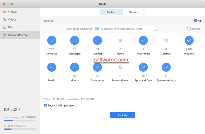 hisuite Mac android backup