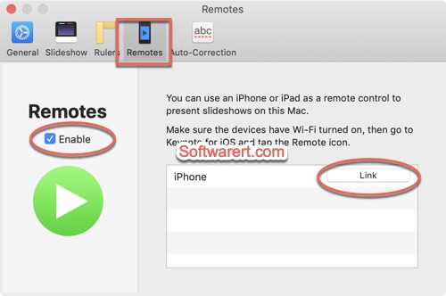 Keynote for Mac enable remotes, link iPhone