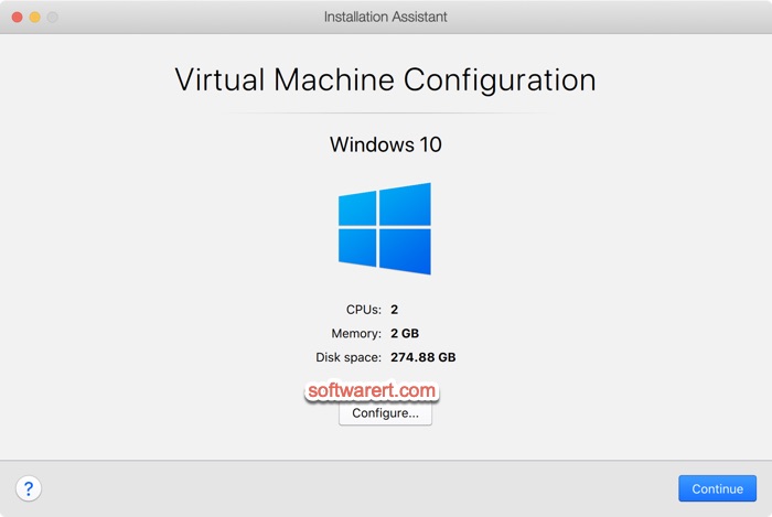 Parallels Desktop for Mac installation assistant Windows 10 virtual machine configuration