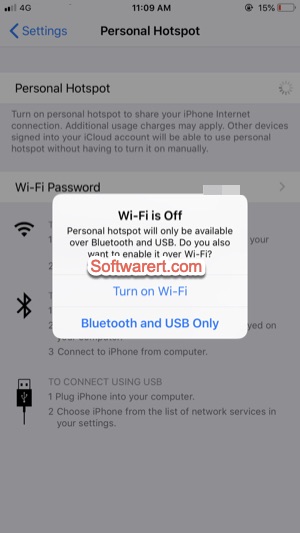 Setup personal hotspot iPhone and share mobile data via wifi, bluetooth, usb