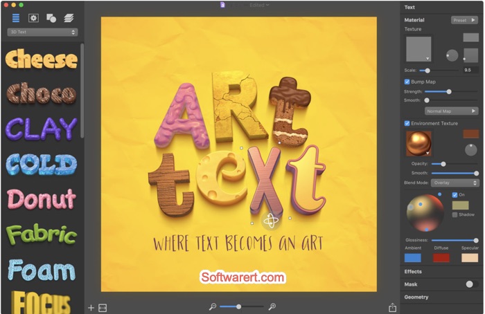 Art Text graphic design software for Mac