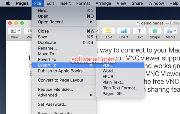convert pages to pdf, word on Mac