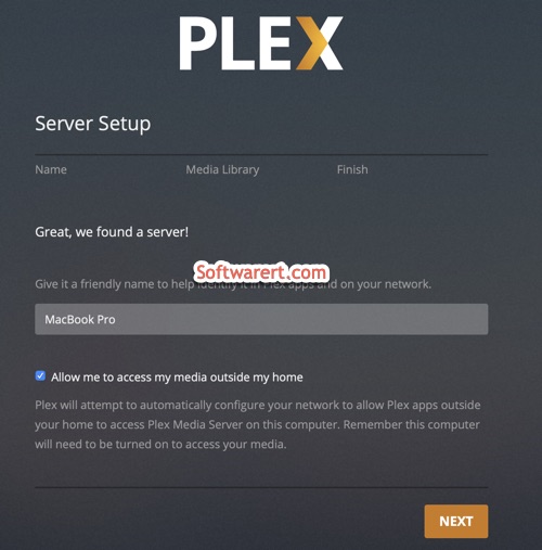 Plex Media Server for Mac setup - set server name
