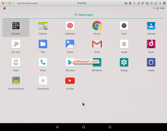 stock apps in android-x86 installation parallels Mac 