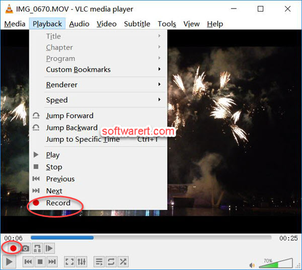record video playback in VLC media player for Windows