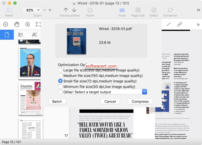 compress pdf file on Mac using pdf reader pro