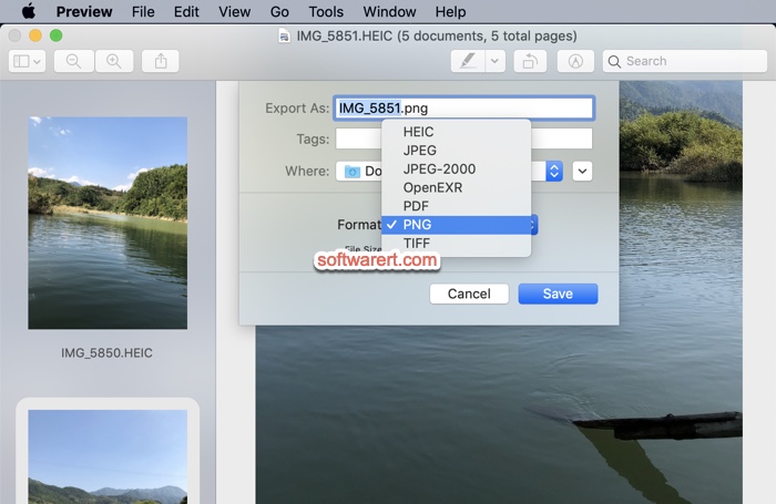 convert heic images to jpeg png tiff using preview on mac