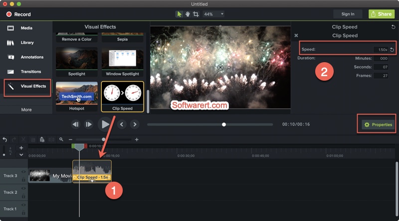 edit video clip speed in camtasia for mac