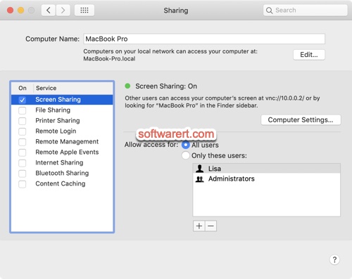enable screen sharing mac