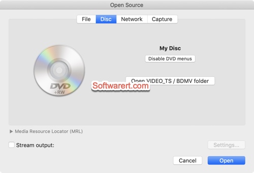 VLC player to open Dvd disc and play DVD movie on Mac