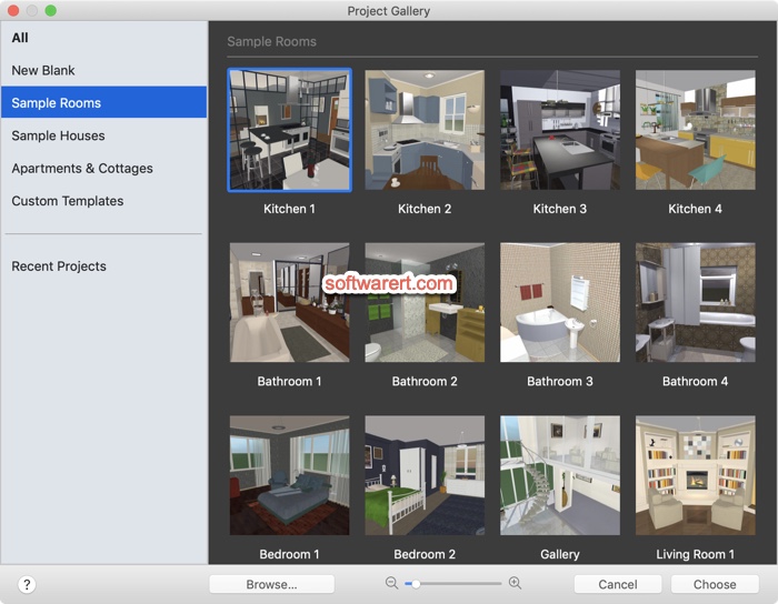 Live Home 3D Pro for Mac project gallery sample rooms
