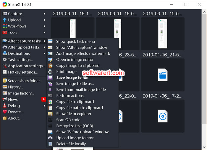 ShareX for Windows - After capture tasks & settings
