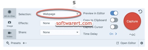 Snagit for Mac - web page capture mode