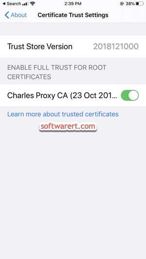 trust Charles Proxy certificate on iPhone 