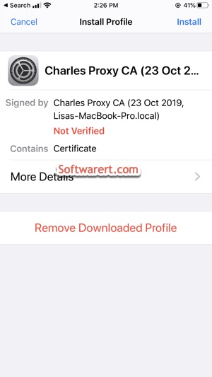 install Charles proxy certificate on iphone