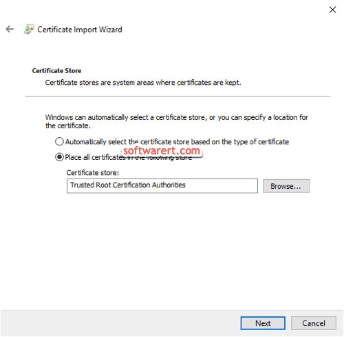 install certificate to trusted root certification authorities store on Windows computer