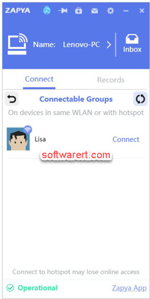 Zapya for windows to connect other pc, Mac, mobile devices via Wi-fi