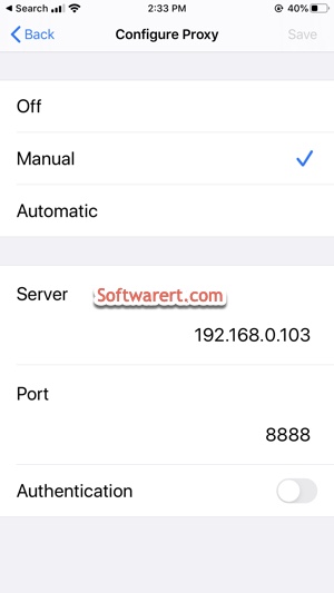 configure http proxy to use Charles on iphone
