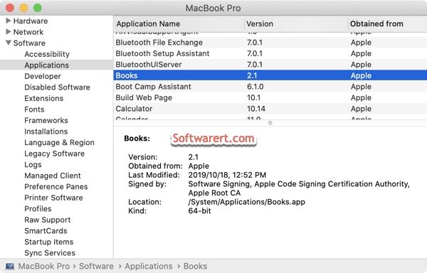 find app details on Mac from system report