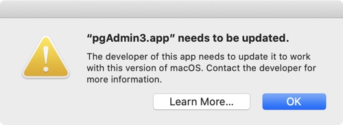 pgadmin3 app not compatible with Mac OS