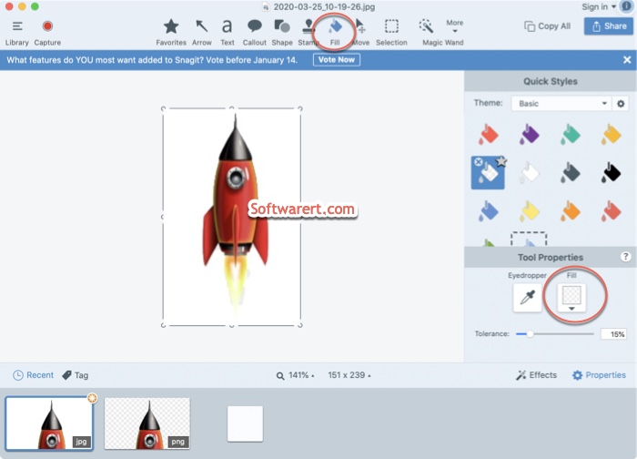 remove image backgroud using transparent fill tool with snagit editor on mac