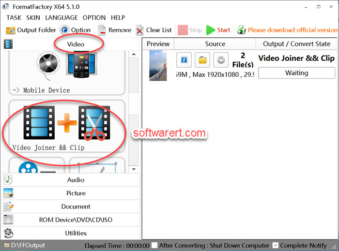 merge videos using format factory video joiner for windows