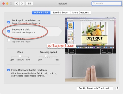 Mac trackpad secondary click