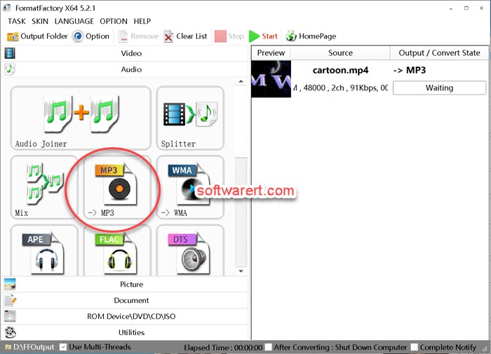 format factory for windows mp3 audio converter