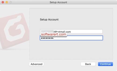 formal for Mac setup account - enter email address and password
