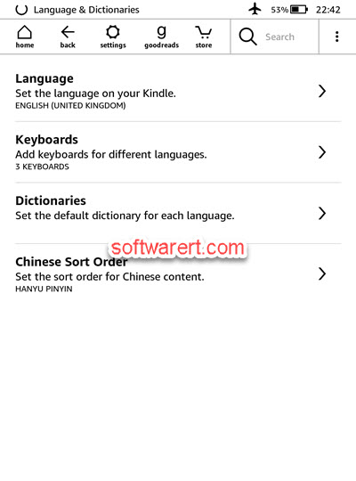 kindle paperwhite language and dictionaries settings