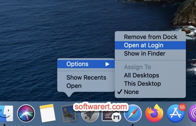 open app automatically at startup from dock on Mac