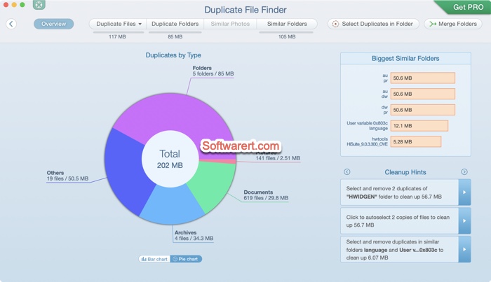 duplicate file finder remover for Mac - scan results overview