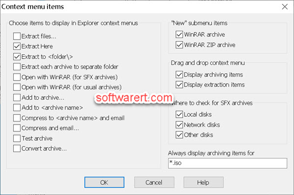 add, delete context menu items in winrar on windows computer