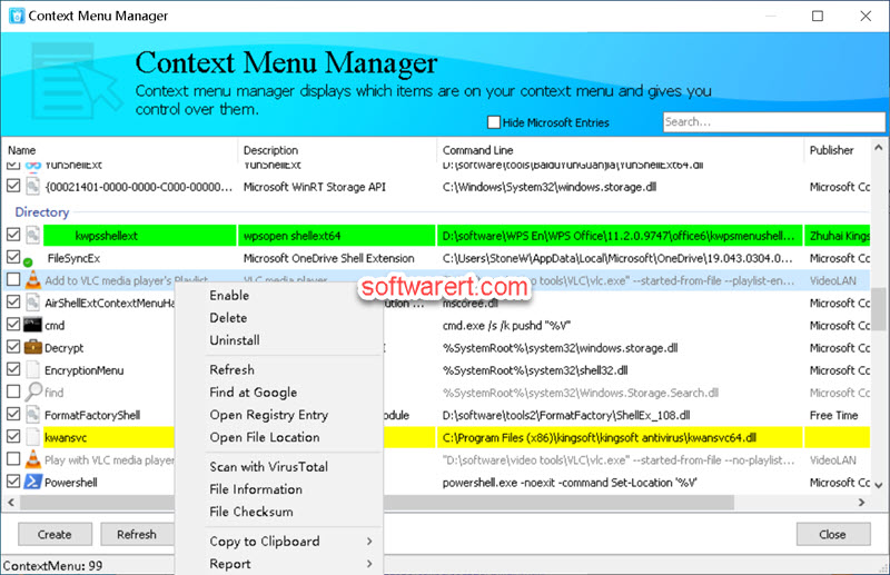 HiBit Uninstaller free Context Menu Manager for Windows