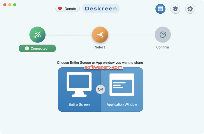 deskreen for Mac -select entire screen or app window to share with other devices, computers