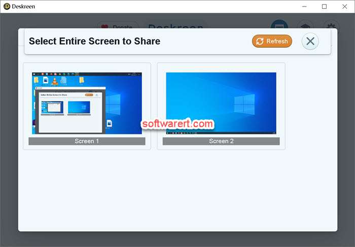 deskreen for windows - select entire screen to share - extend display