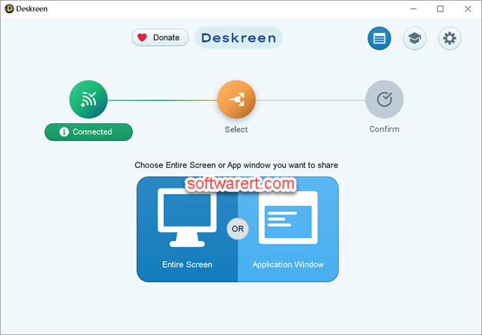 Deskreen for windows select screen source to share