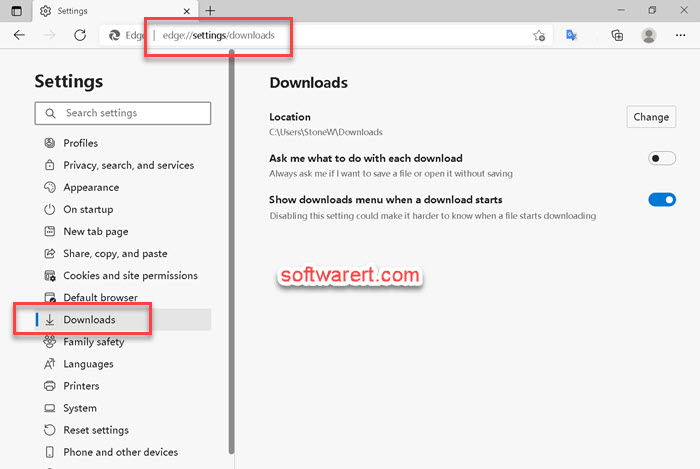 microsoft edge browser for windows - download settings