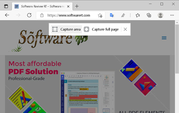 Microsoft Edge browser for Windows web capture