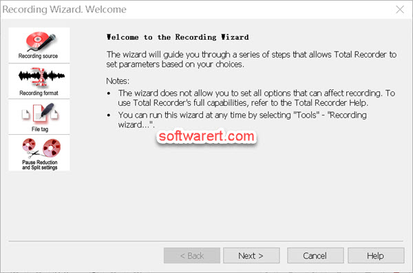 Total Recorder for Windows - Recording Wizard