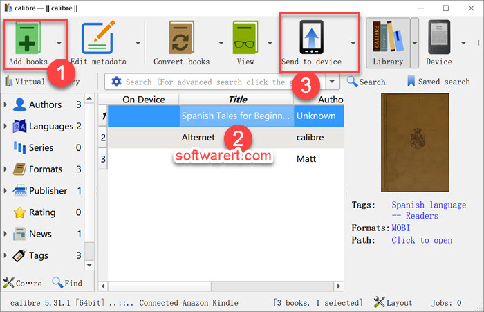 Transfer books from PC to Kindle using Calibre