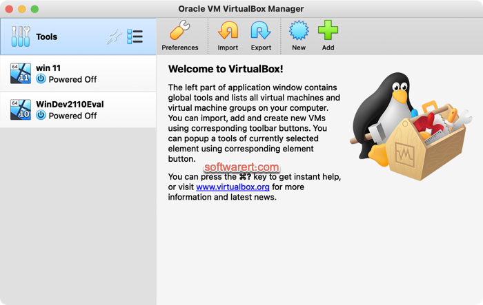 Oracle VM VirtualBox Manager for Mac