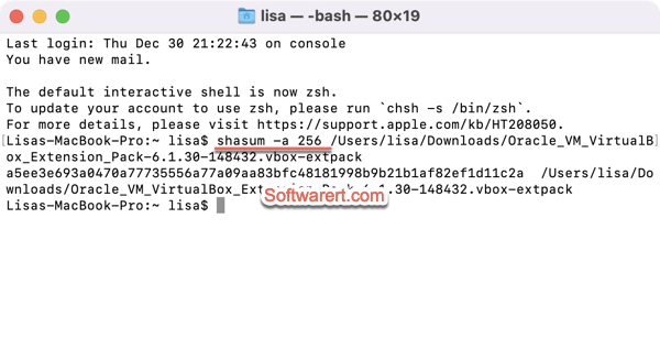 Verify SHA256 checksum of a file Terminal on Mac