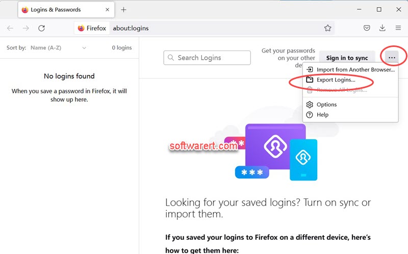 Export saved logins and passwords from Firefox on Windows PC