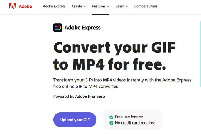 Adobe Express online free GIF to MP4 converter
