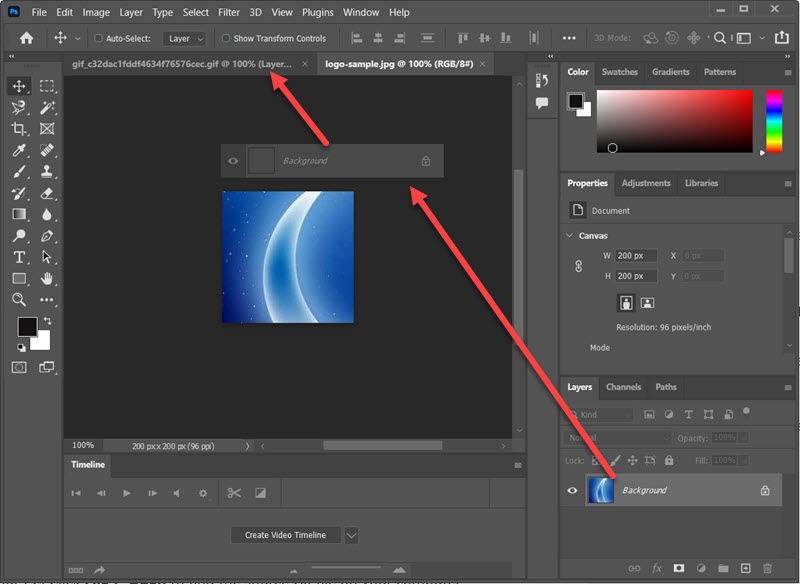 copy and share a layer between documents in Photoshop for windows